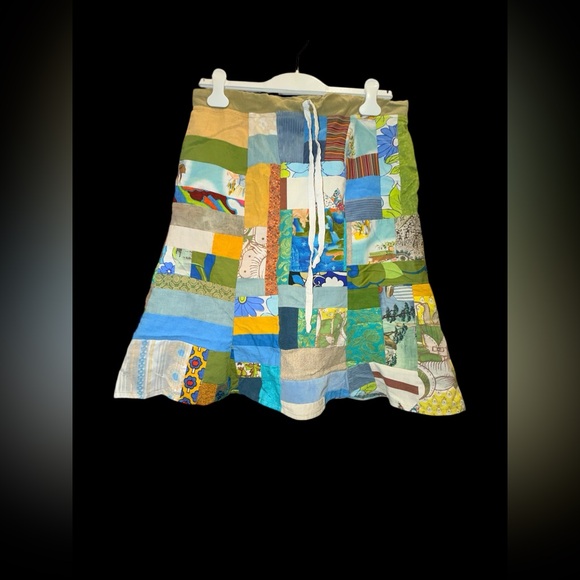 upcycled etsy skirt Dresses & Skirts - Vibrant ETSY Upcycle Patchwork A-Line Skirt MED